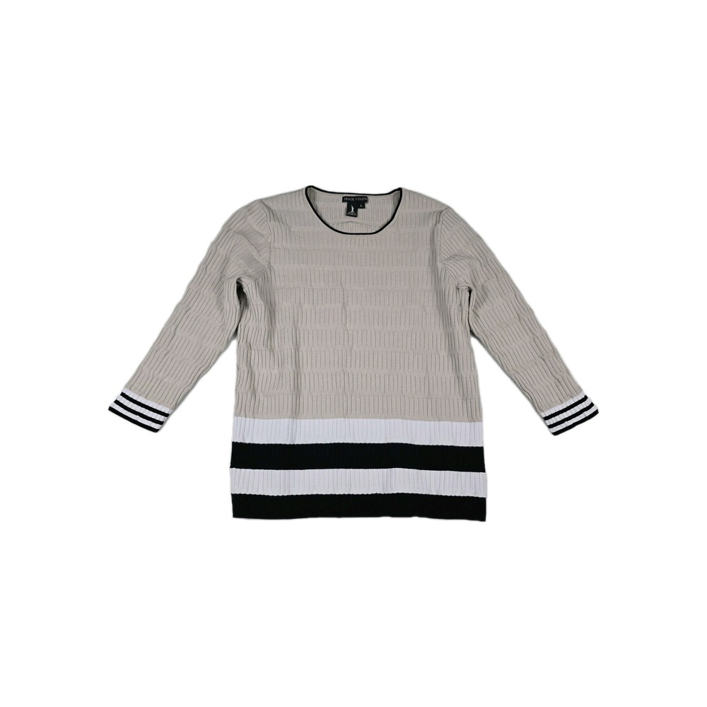 Peace Of Cloth Women's Size‎ Large Textured Bottom Striped Sweater